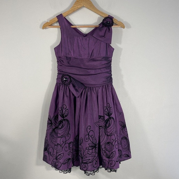 iris & ivy Other - Iris & Ivy Girls Purple Ribbon 2 Layer Full Sleeveless Party Dress Size 8